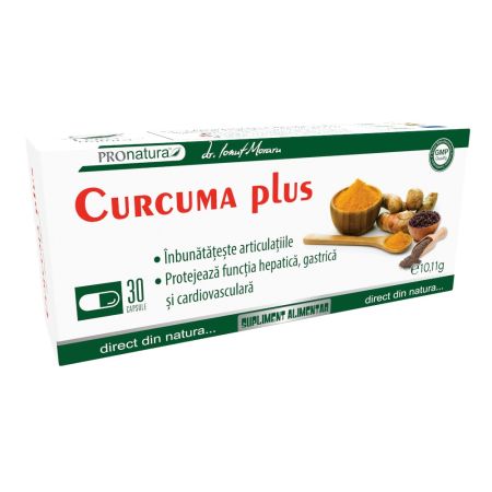 Curcuma plus piperina, 30 capsule, Pro Natura