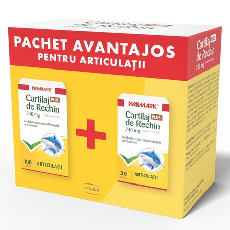 Pachet Cartilaj de Rechin Plus, 740 mg, 100 + 30 capsule, Walmark 698024