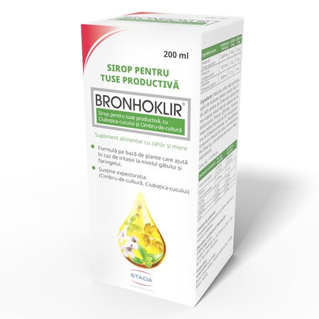 Sirop pentru tuse productiva Bronhoklir, 200 ml, Stada 701677