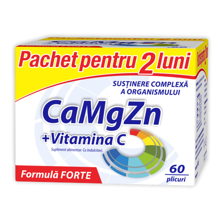 CaMgZn + Vitamina C, 60 plicuri, Zdrovit