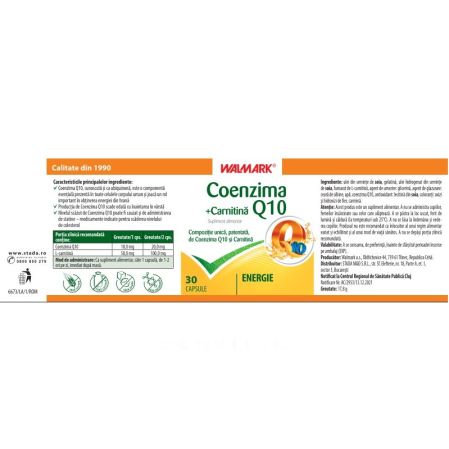 Coenzima Q10 + Carnitina, 30 capsule, Walmark 697583