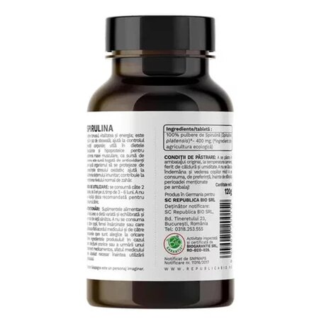 Spirulina Ecologica de Hawaii, 400 mg, 300 tablete, Republica Bio 689618