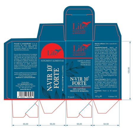 Capsule cu uleiuri esentiale N-Vir 10 Forte Life, 30 capsule, Bionovativ 710599
