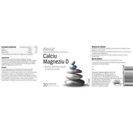 Pachet Calciu Magneziu D, 30 + 30 comprimate, Alevia 655888