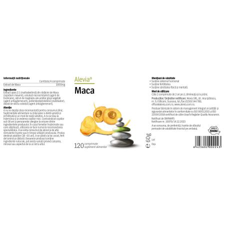 Pachet Maca, 120 comprimate (1+1), Alevia 655884
