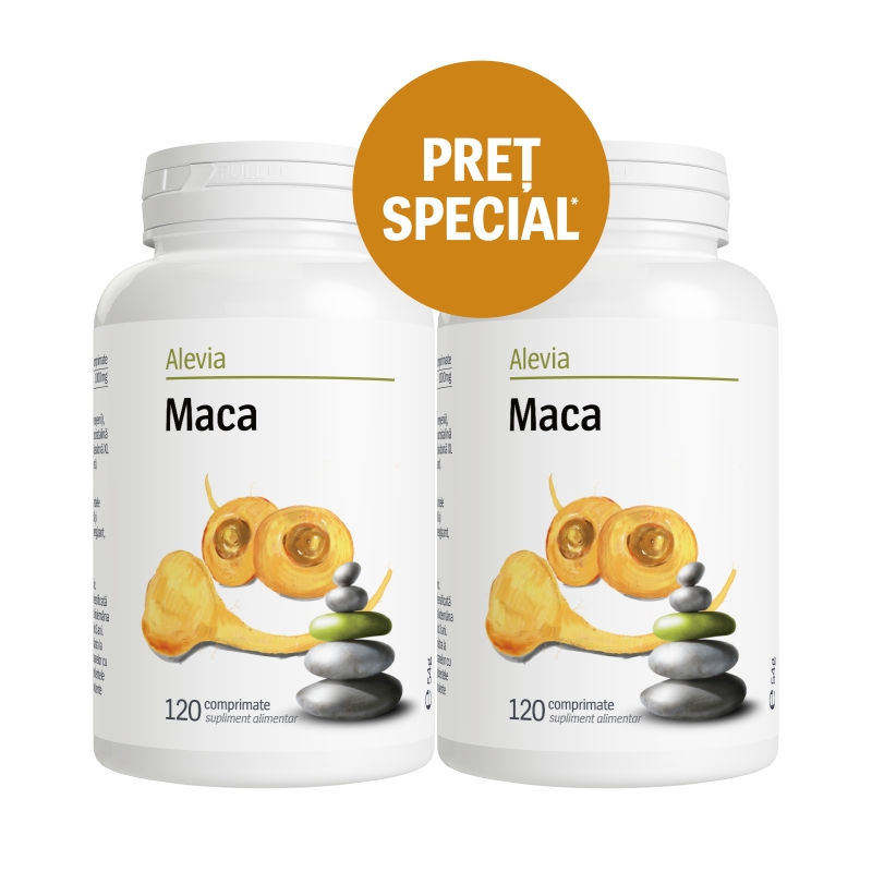 Pachet Maca, 120 comprimate (1+1), Alevia
