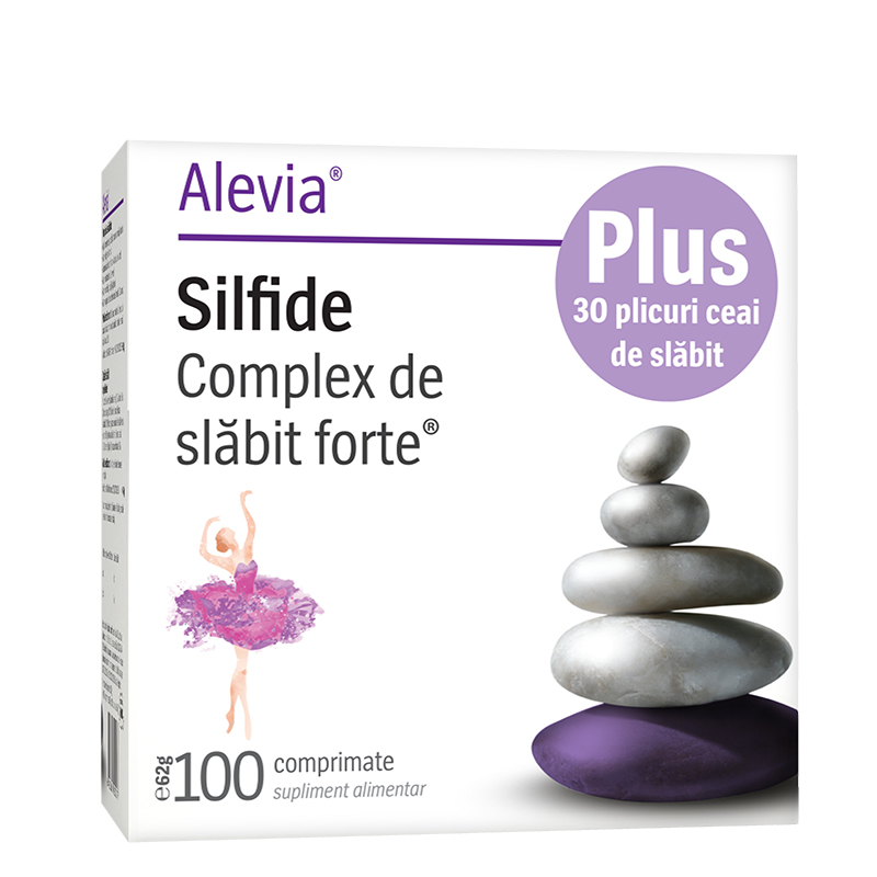 Complex de slabit forte Silfide, 100 comprimate + Ceai de slabit 30 doze, Alevia