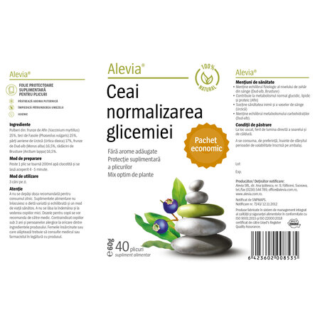 Ceai normalizarea glicemiei, 40 plicuri, Alevia 619042