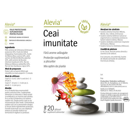 Ceai imunitate, 20 plicuri, Alevia 618962