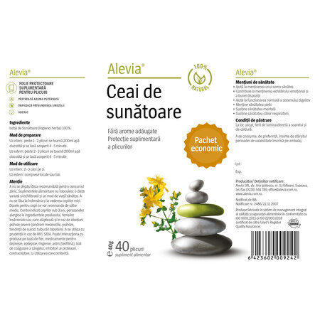Ceai de sunatoare, 40 plicuri, Alevia 619044