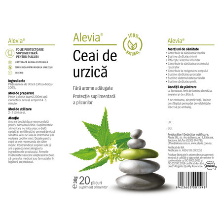 Ceai de urzica, 20 plicuri, Alevia 619008