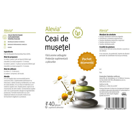Ceai de musetel, 40 plicuri, Alevia 619036