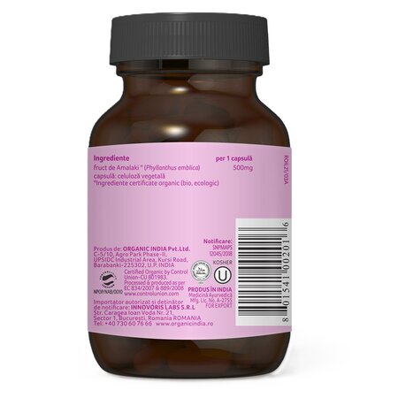 Amalaki Vitamina C si Antioxidanti Naturali, Bio, 60 capsule, Organic India 718246