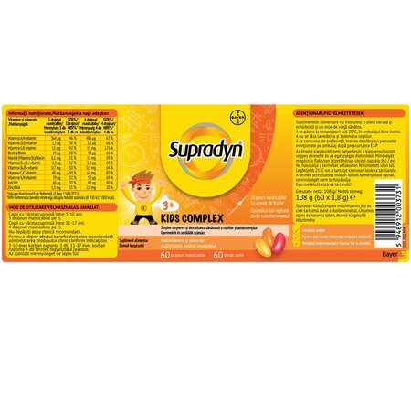 Supradyn Kids Complex, 60 drajeuri masticabile, Bayer 701239