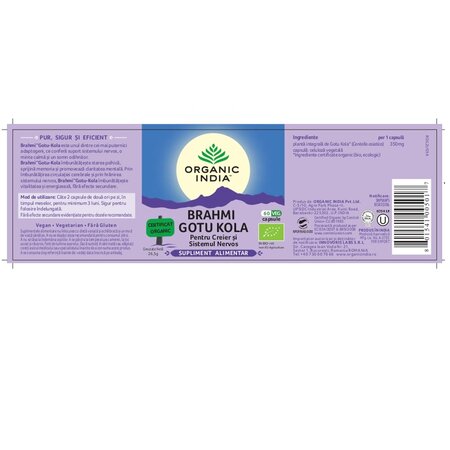 Brahmi Gotu Kola Bio, 60 capsule, Organic India 720531