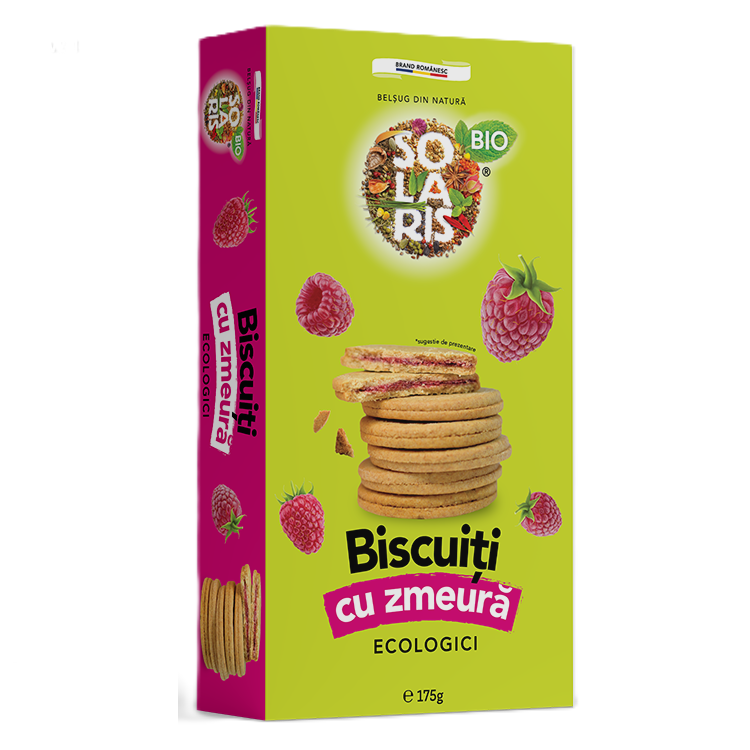 Biscuiti Bio cu zmeura, 175 g, Solaris