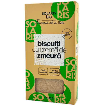Biscuiti cu crema de zmeura, 175 g, Solaris