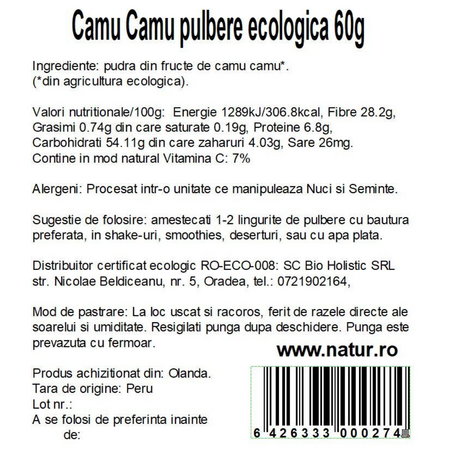 Pudra de camu camu, 60 g, Obio 736204