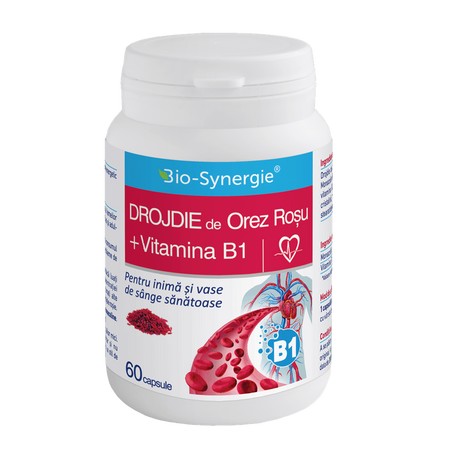 Drojdia de orez rosu + Vitamina B1, 60 capsule, Bio Synergie