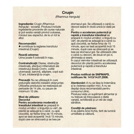 Ceai de crusin, 50 g, Dacia Plant 736585