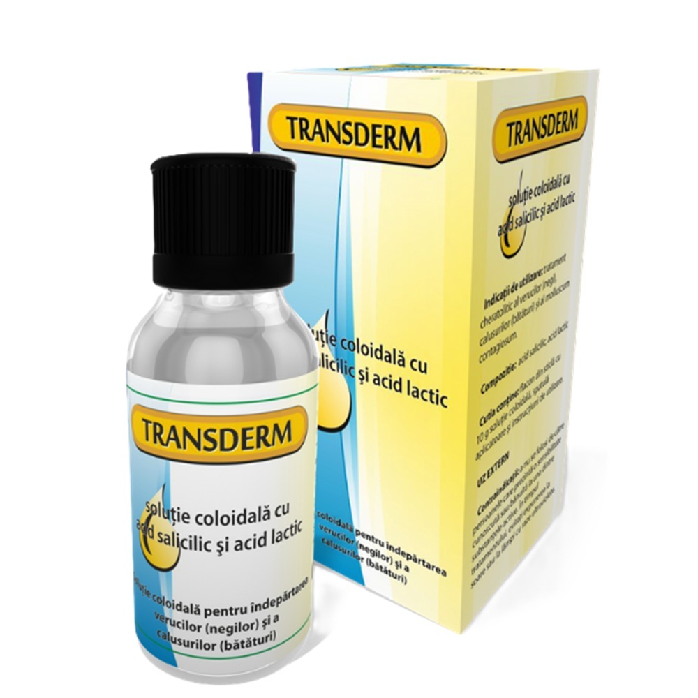 Solutie coloidala pentru indepartarea negilor si bataturilor, 10 g, Transderm