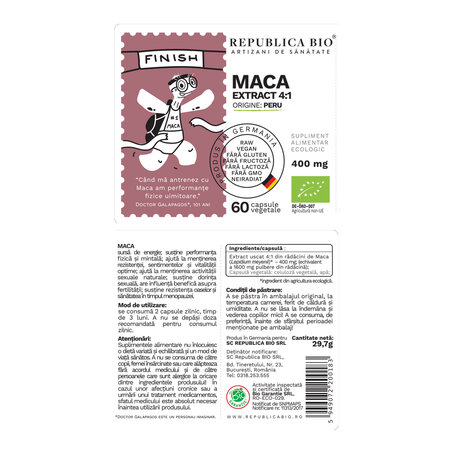 Maca Bio, 400 mg, 60 capsule, Republica Bio 701724