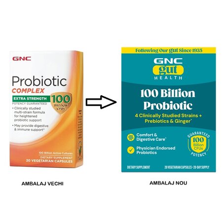 Probiotic Complex Extra Strength 100 Miliarde Culturi Vii (424632), 20 capsule, GNC 749909