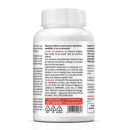 L-Arginine, 60 capsule, Zenyth 622891