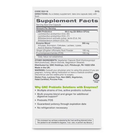 Probiotic Solutions cu enzime (424630), 30 capsule, GNC 648088