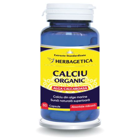 Calciu Organic cu alga calcaroasa, 60 capsule, Herbagetica