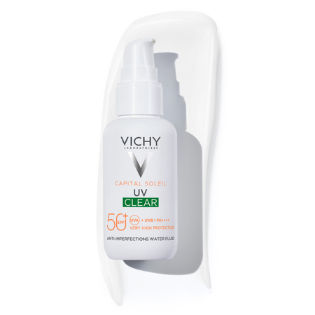 Fluid cu textura apoasa anti-imperfectiuni cu protectie solara SPF 50+ Capital Soleil UV Clear, 40 ml, Vichy 739747