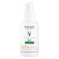 Fluid cu textura apoasa anti-imperfectiuni cu protectie solara SPF 50+ Capital Soleil UV Clear, 40 ml, Vichy