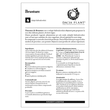 Tinctura de Brusture, 50 ml, Dacia Plant 593224