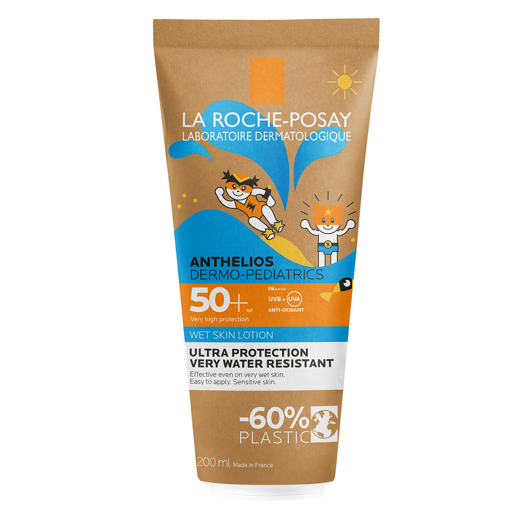 Lotiune Wet Skin cu protectie solara SPF 50+ pentru copii Anthelios Dermo-Pediatrics Eco Tube, 200 ml, La Roche-Posay