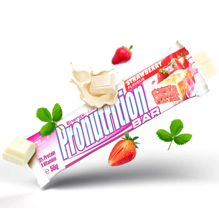 Baton proteic energizant cu aroma de capsuni, 55 g, Pro Nutrition 660392