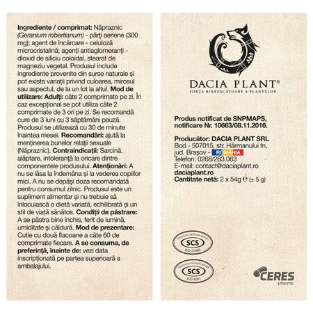 Napraznic, 120 comprimate, Dacia Plant 738529