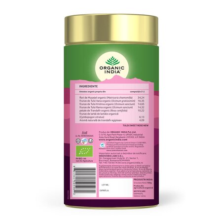 Ceai Bio Tulsi Trandafir Dulce, 100 g, Organic India 713667