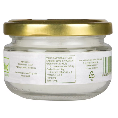 Ulei de cocos Bio virgin raw, 100 ml, Obio 658849