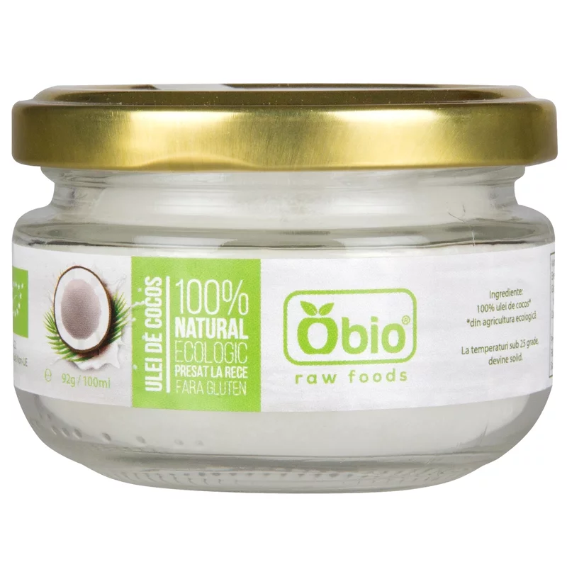 Ulei de cocos Bio virgin raw, 100 ml, Obio