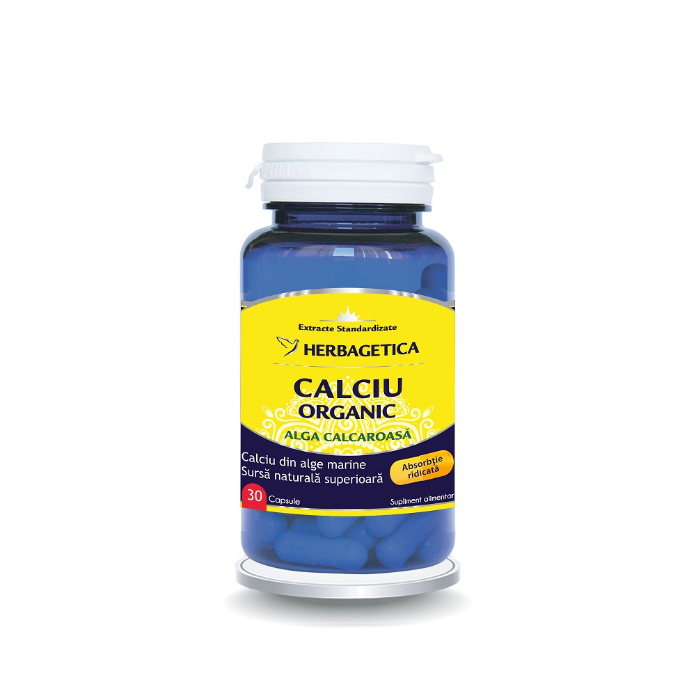 Calciu Organic cu alga calcaroasa, 30 capsule, Herbagetica