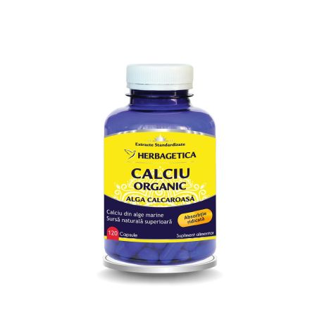 Calciu Organic cu alga calcaroasa, 120 capsule, Herbagetica