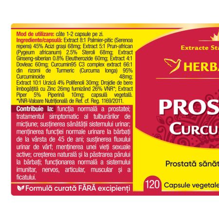 Prostato Curcumin 95, 120 capsule, Herbagetica 689021