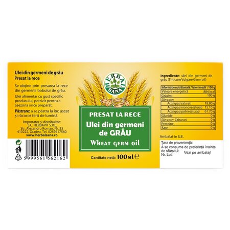 Ulei din germeni de grau, 100 ml, Herbavit 705442