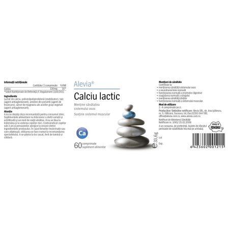 Calciu lactic, 60 comprimate, Alevia 698615