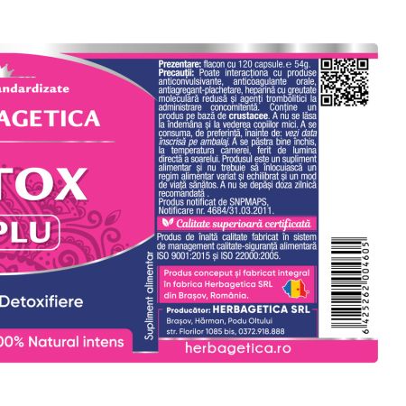 Detox Suplu, 120 capsule, Herbagetica 688550