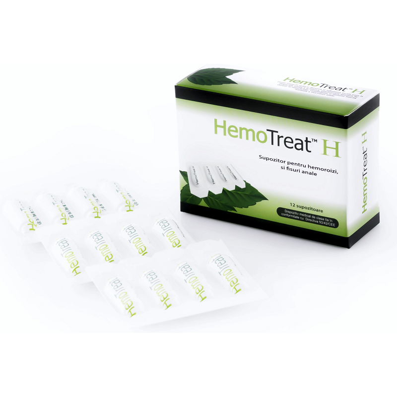 Supozitoare pentru hemoroizi si fisuri anale HemoTreat H, 12 bucati, GlobalTreat