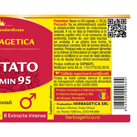 Prostato Curcumin 95, 60 capsule, Herbagetica 689024