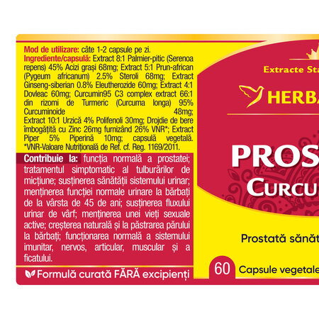 Prostato Curcumin 95, 60 capsule, Herbagetica 689025