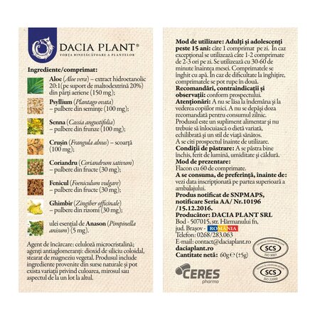 Detoxicolon, 60 comprimate, Dacia Plant 738540