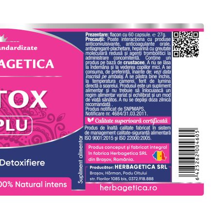 Detox Suplu, 60 capsule, Herbagetica 688499